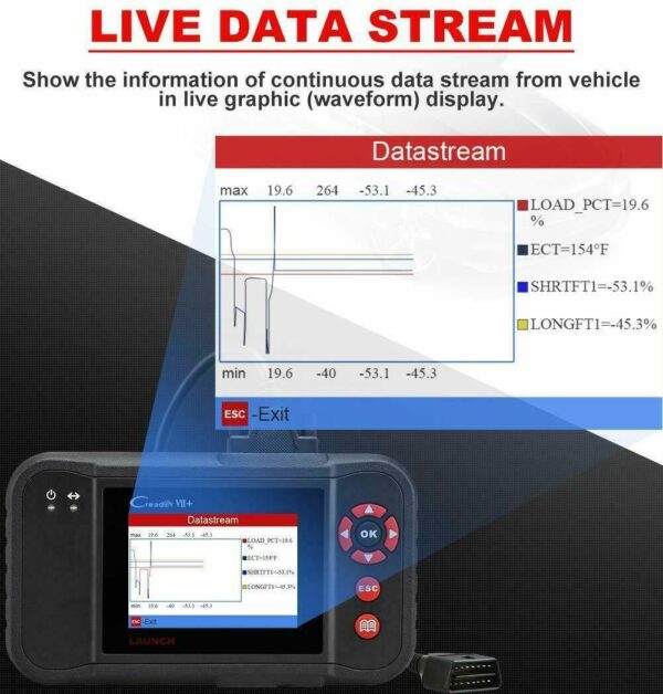 LUANCH VII+ CR319 OBD2 4 Systems Scanner Code Reader Transmission ABS SRS Engine - Image 4