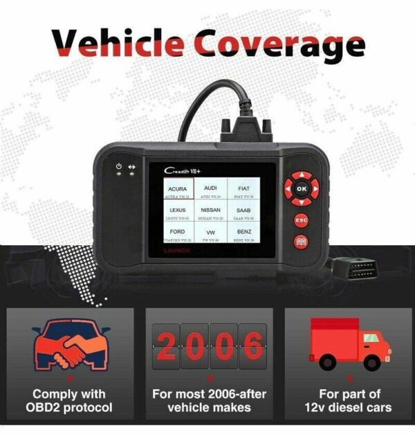 LUANCH VII+ CR319 OBD2 4 Systems Scanner Code Reader Transmission ABS SRS Engine - Image 5