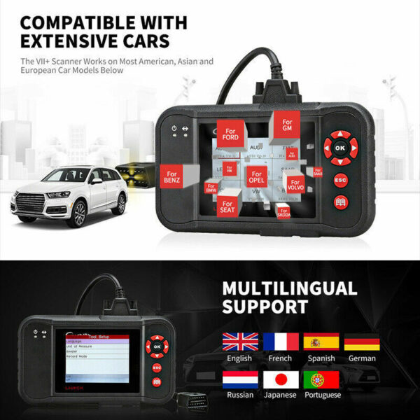 LUANCH VII+ CR319 OBD2 4 Systems Scanner Code Reader Transmission ABS SRS Engine - Image 6