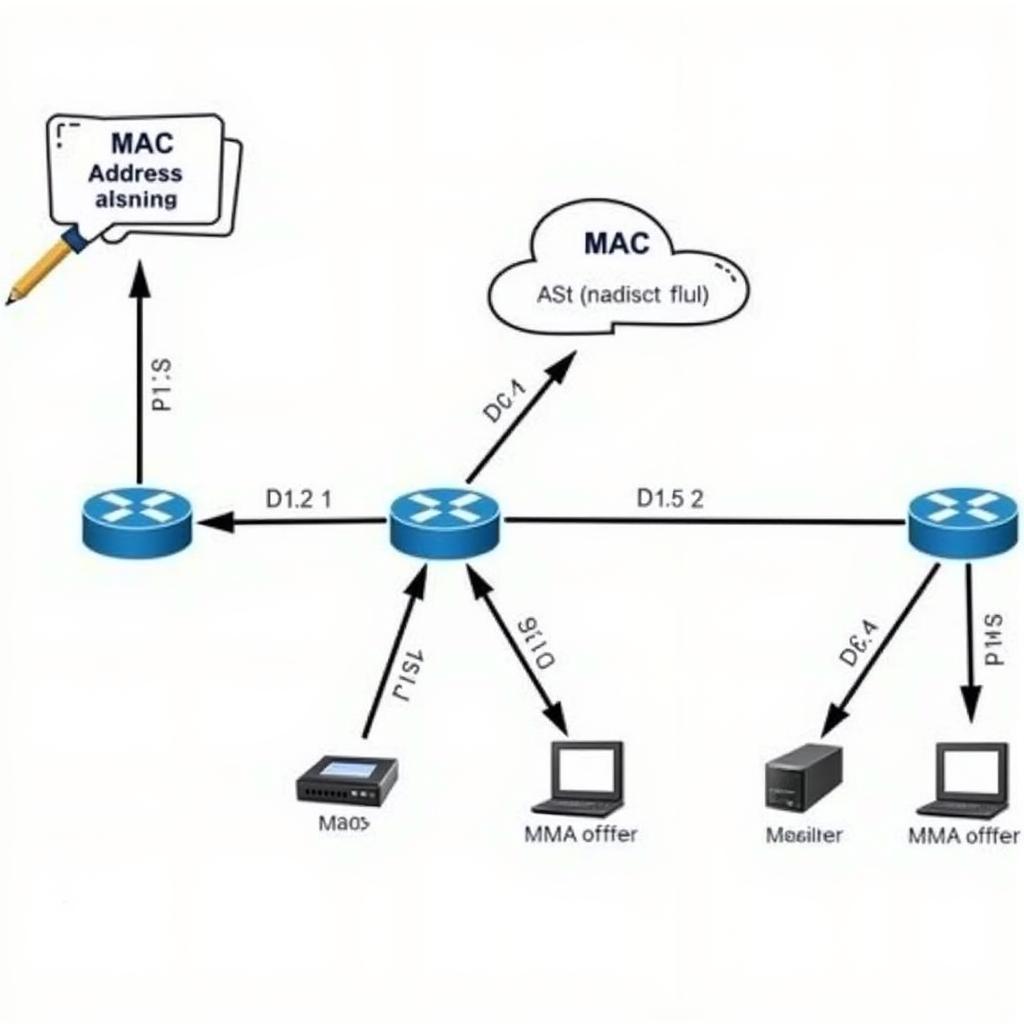 Network Diagram Showing MAC Address Scanning in Progress