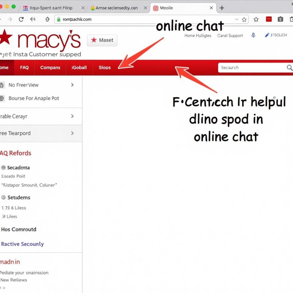 Macy's Website Customer Service Features