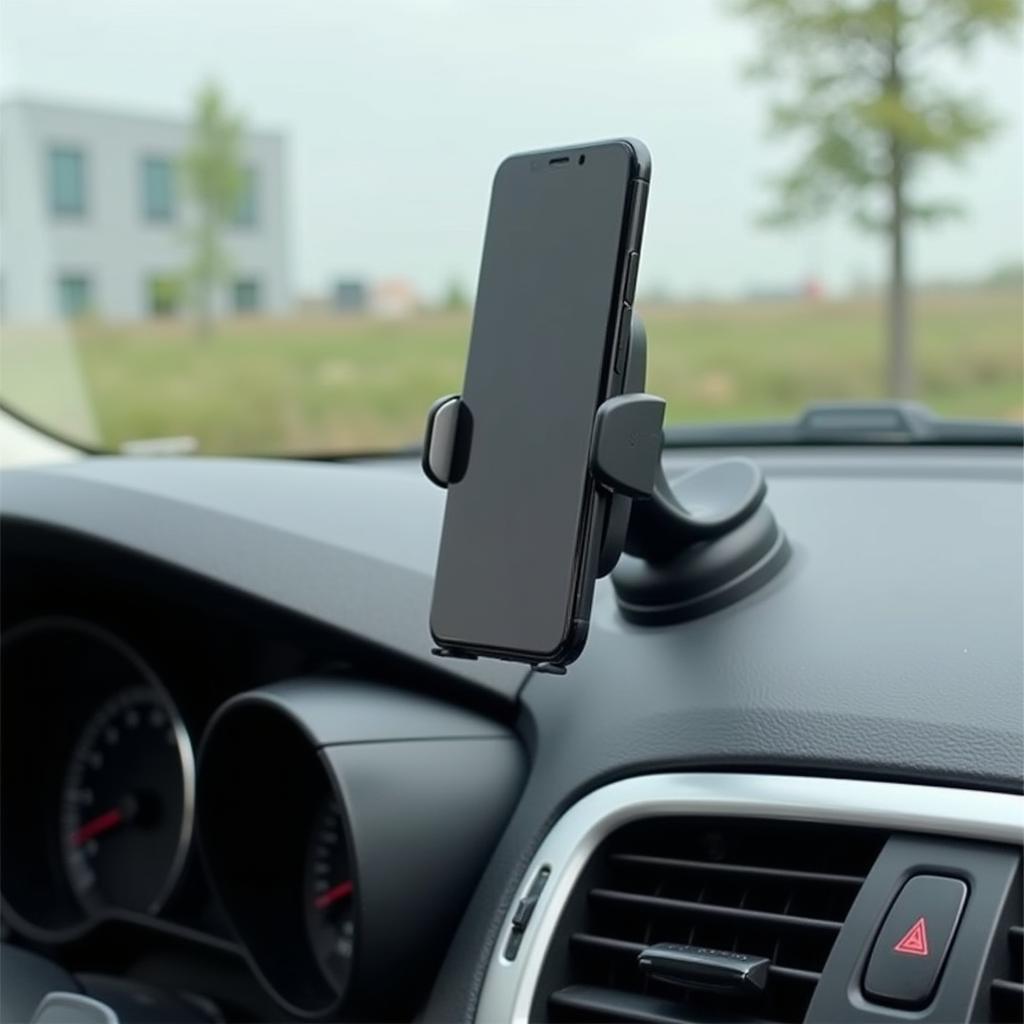 Magnetic Phone Holder Attached to Car Dashboard