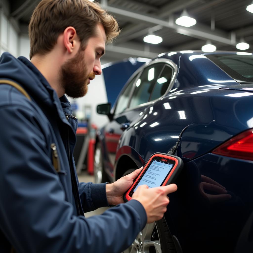 Mat Armstrong Using Autel Scanner on Modern Car