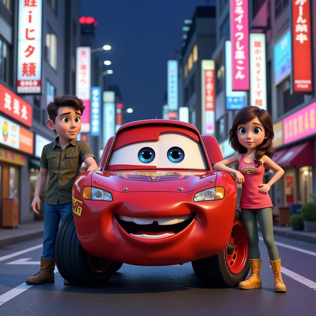 Mater with Finn McMissile and Holley Shiftwell in Cars 2