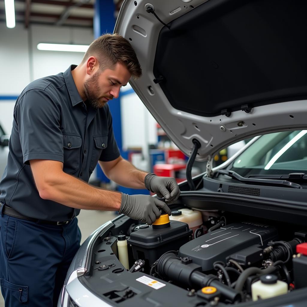 Mechanic Inspecting a Repossessed Vehicle