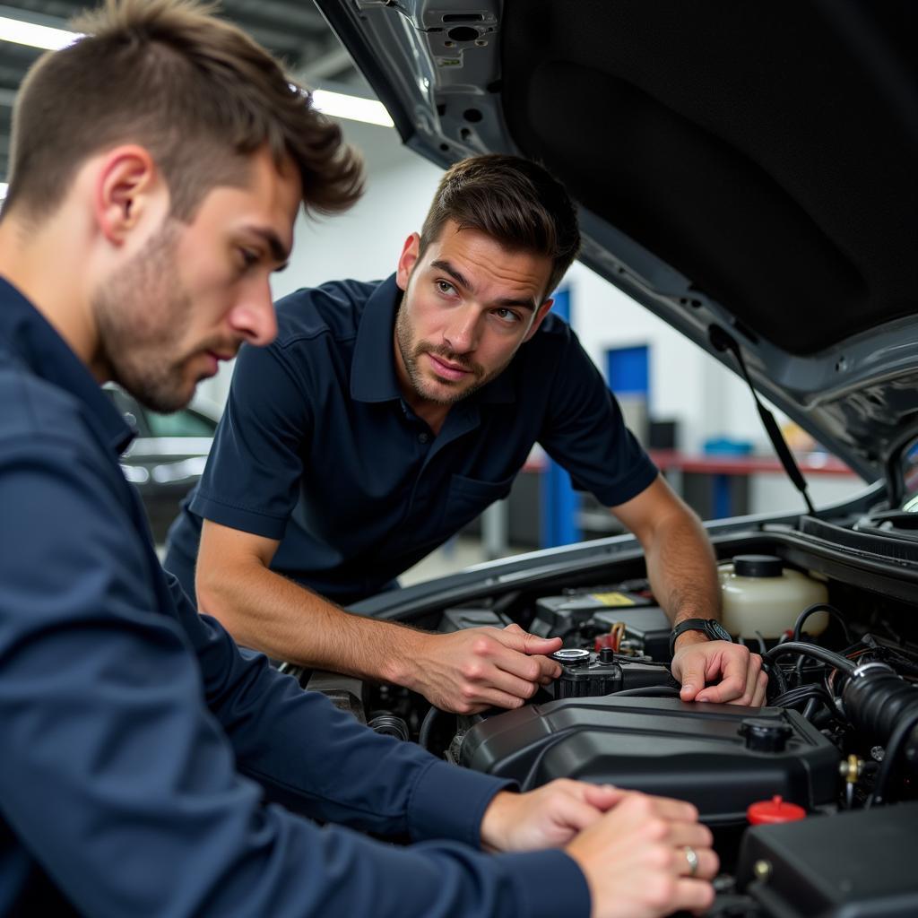 Mechanic Inspecting a Repossessed Car