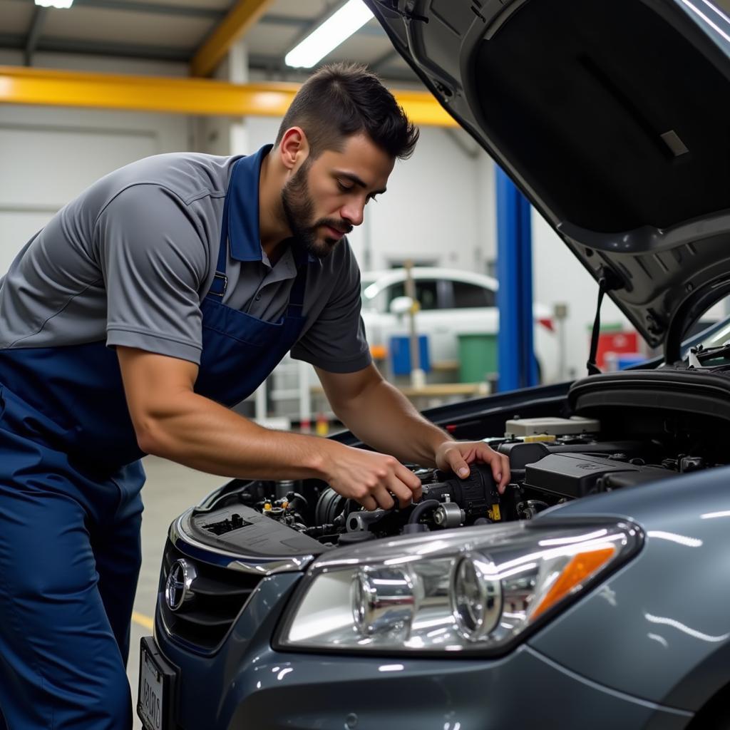 Mechanic Inspecting a Used Car in Sacramento