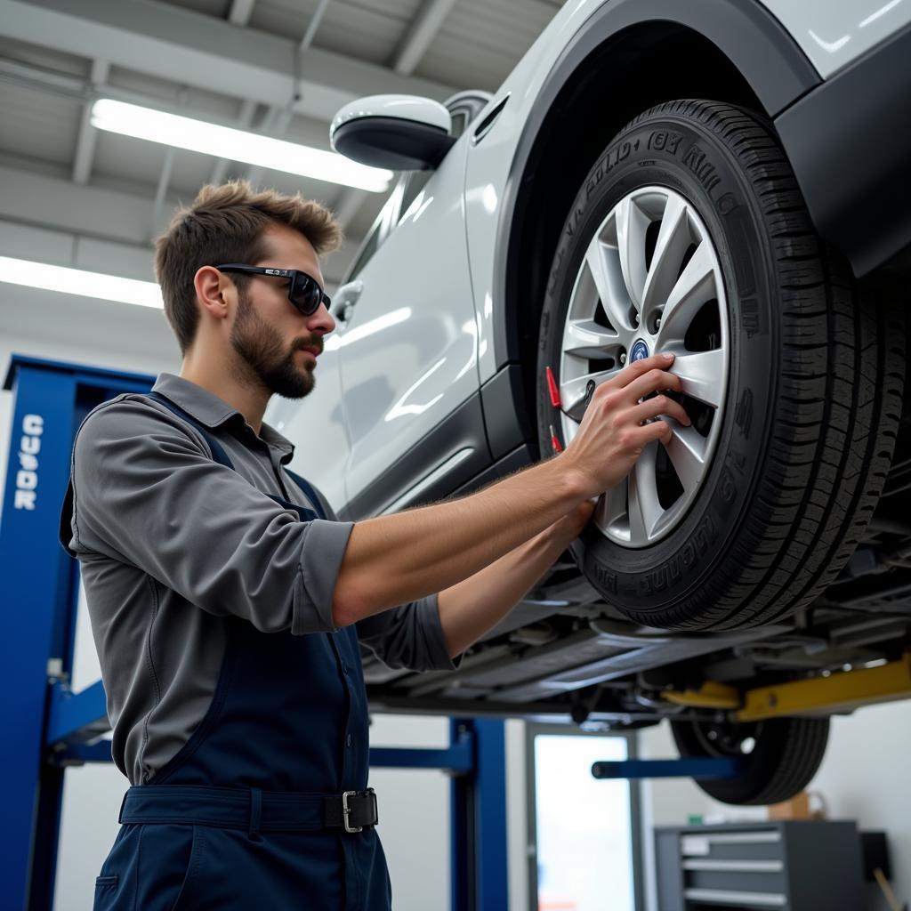 Mechanic Performing Car Maintenance