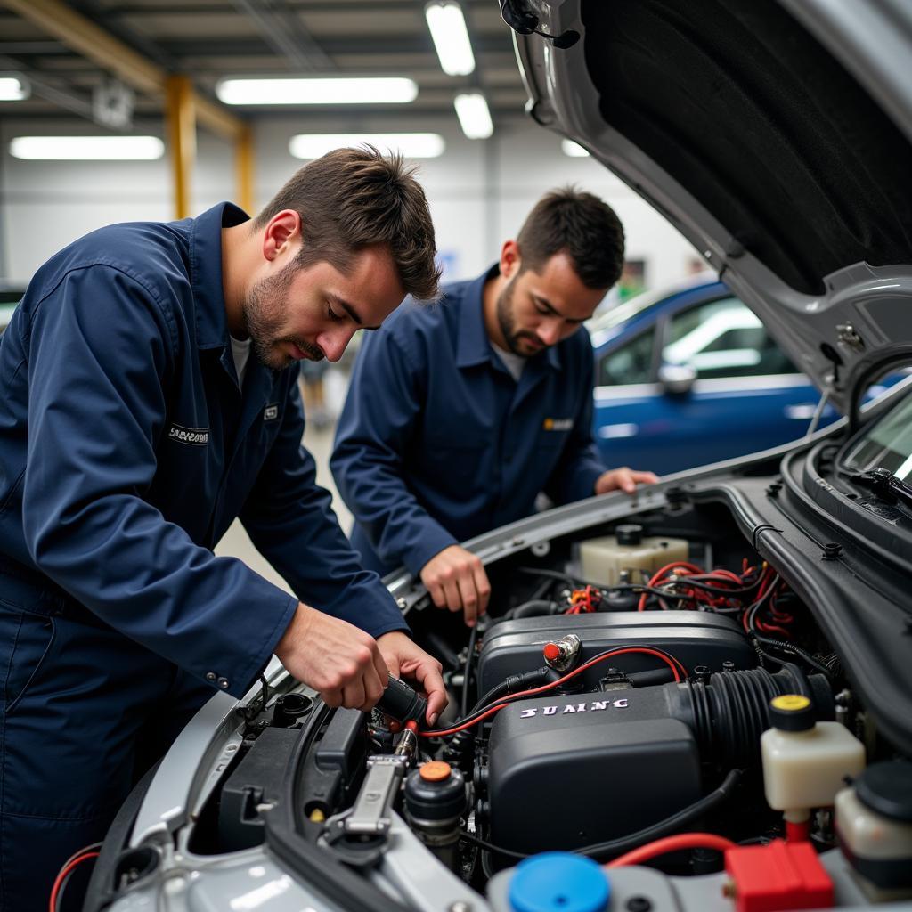 Mechanic Repairing Car Electrical System