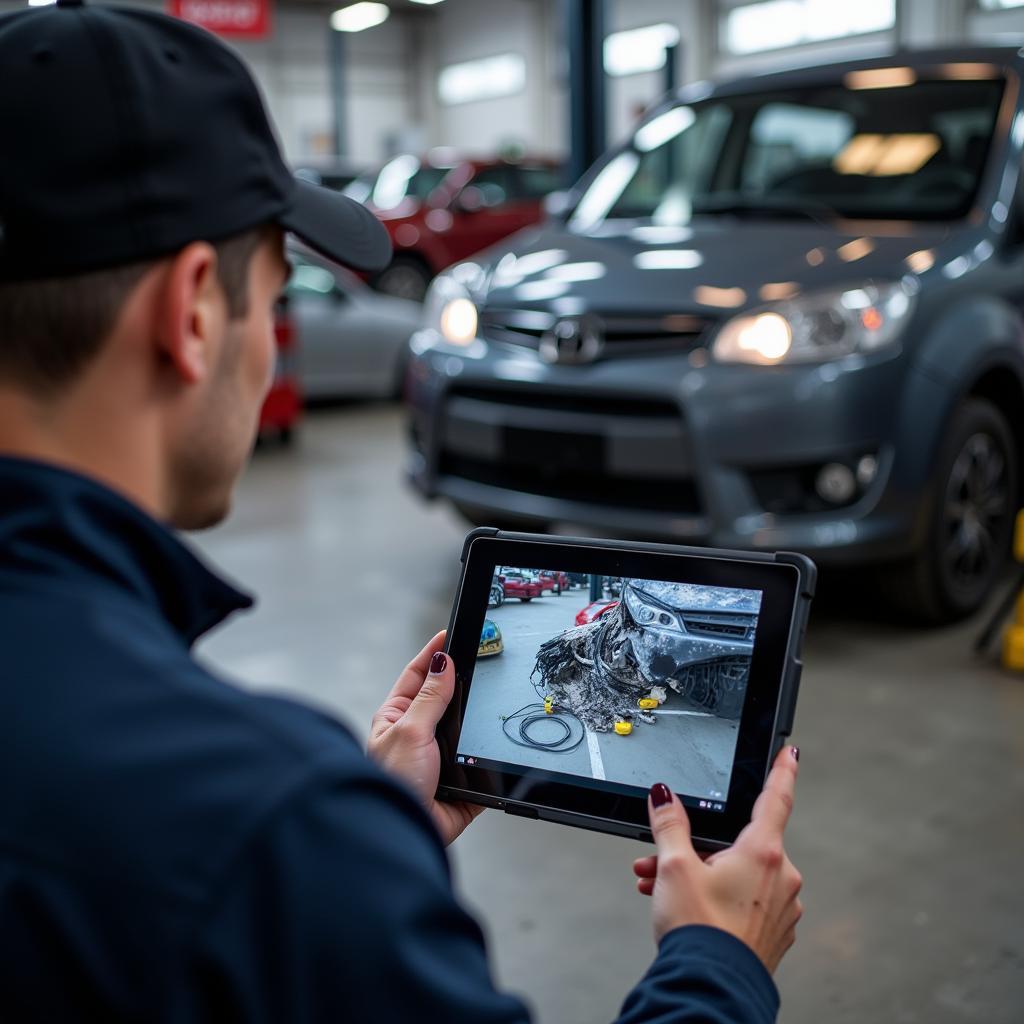 Mechanic Reviewing Autel Drone Footage