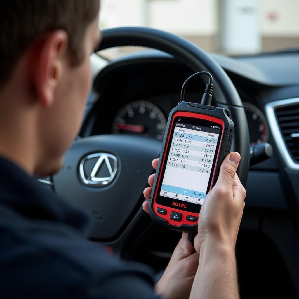 Mechanic using Autel 519 to Diagnose Airbag System