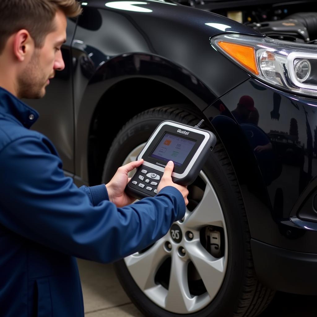 Mechanic Using Autel AL619 on a Vehicle