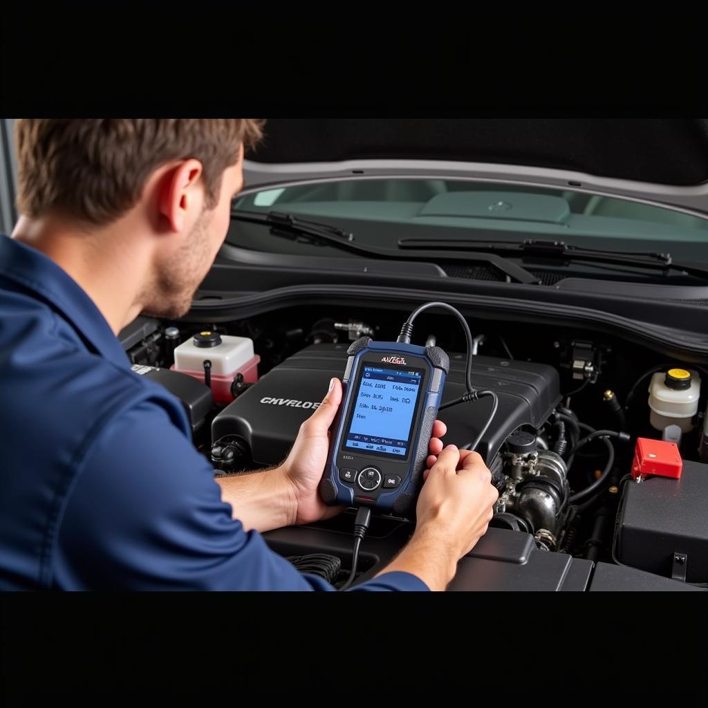 Mechanic Using Autel B101E-47 on Chevrolet