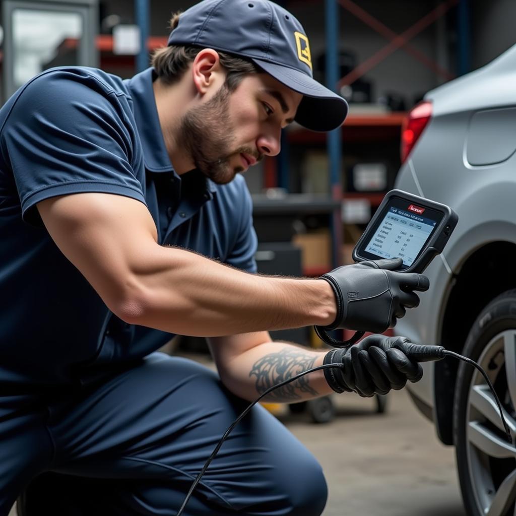 Mechanic Using Autel Scanner