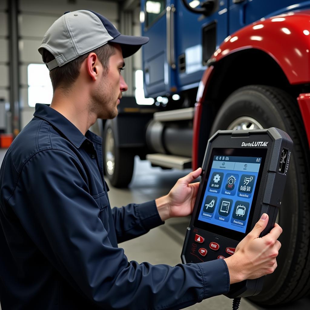 Mechanic Using Autel Duramax Scanner