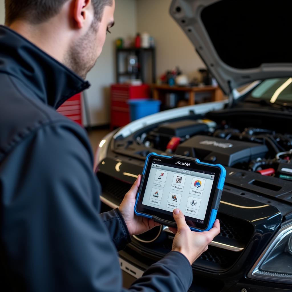 Mechanic Using Autel MD802