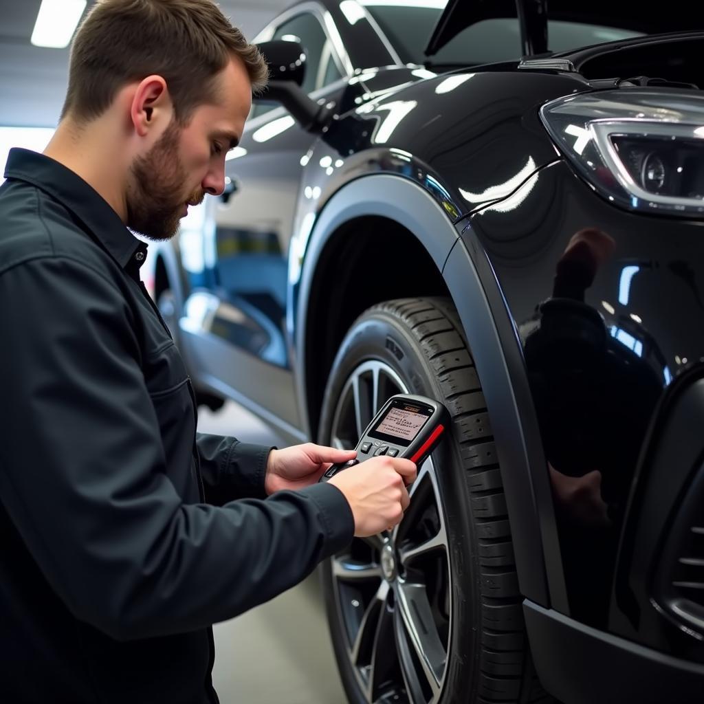 Mechanic Using Autel MD808P