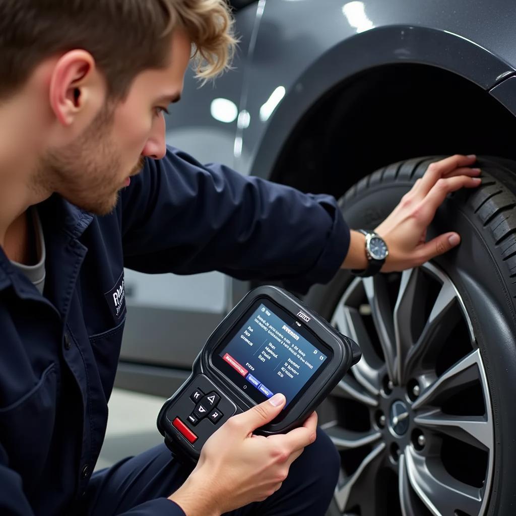 Mechanic Using Autel MK808