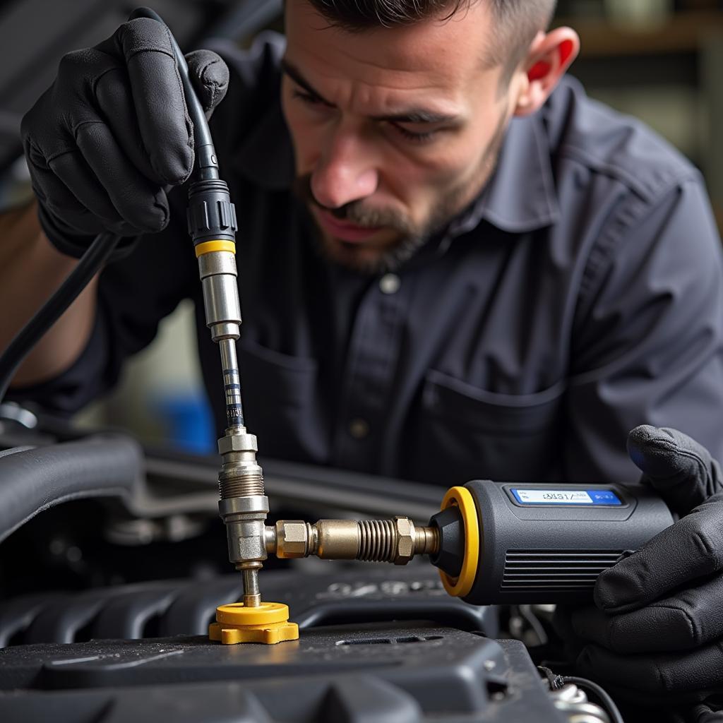 Mechanic Using Autel Noid Light