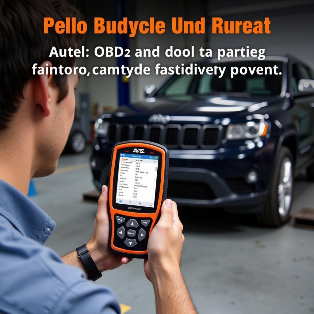 Mechanic Using an Autel OBD2 Scanner in a Garage