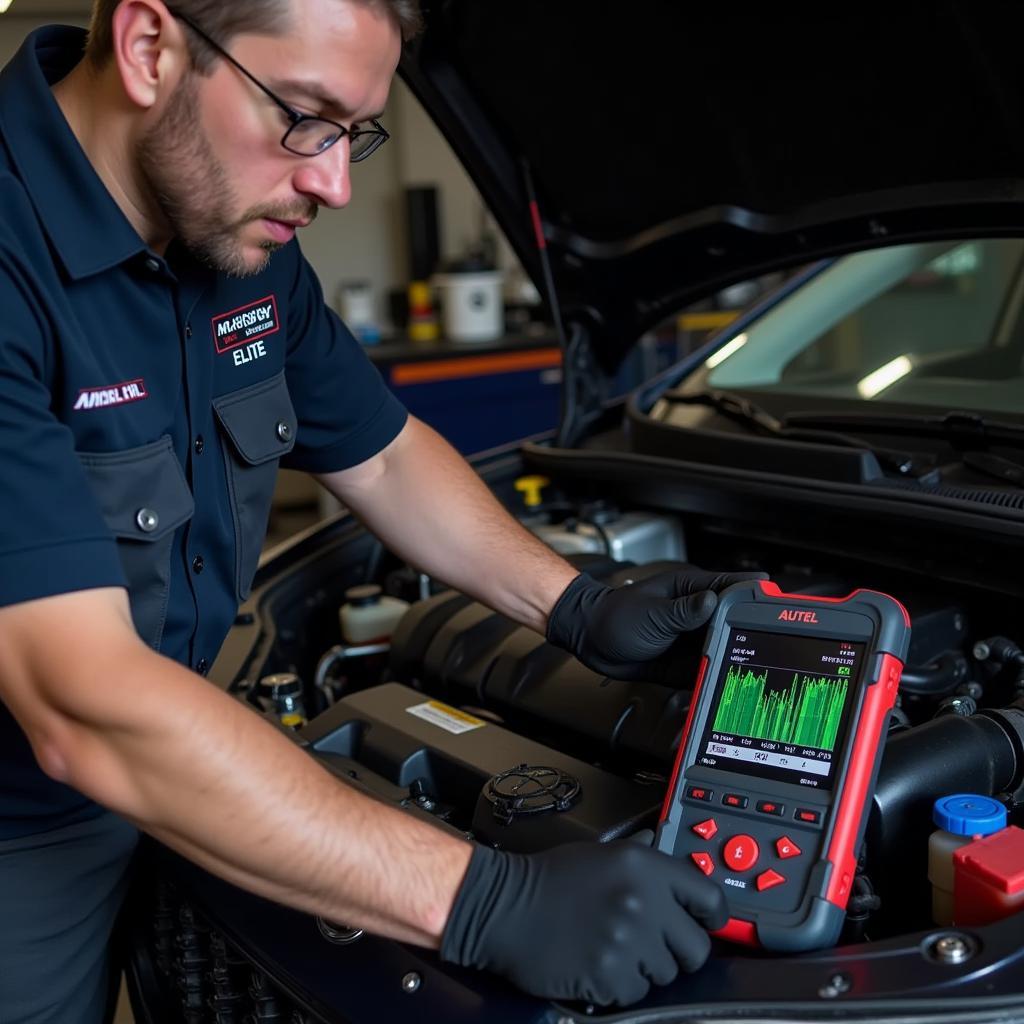 Mechanic Using Autel Scanner