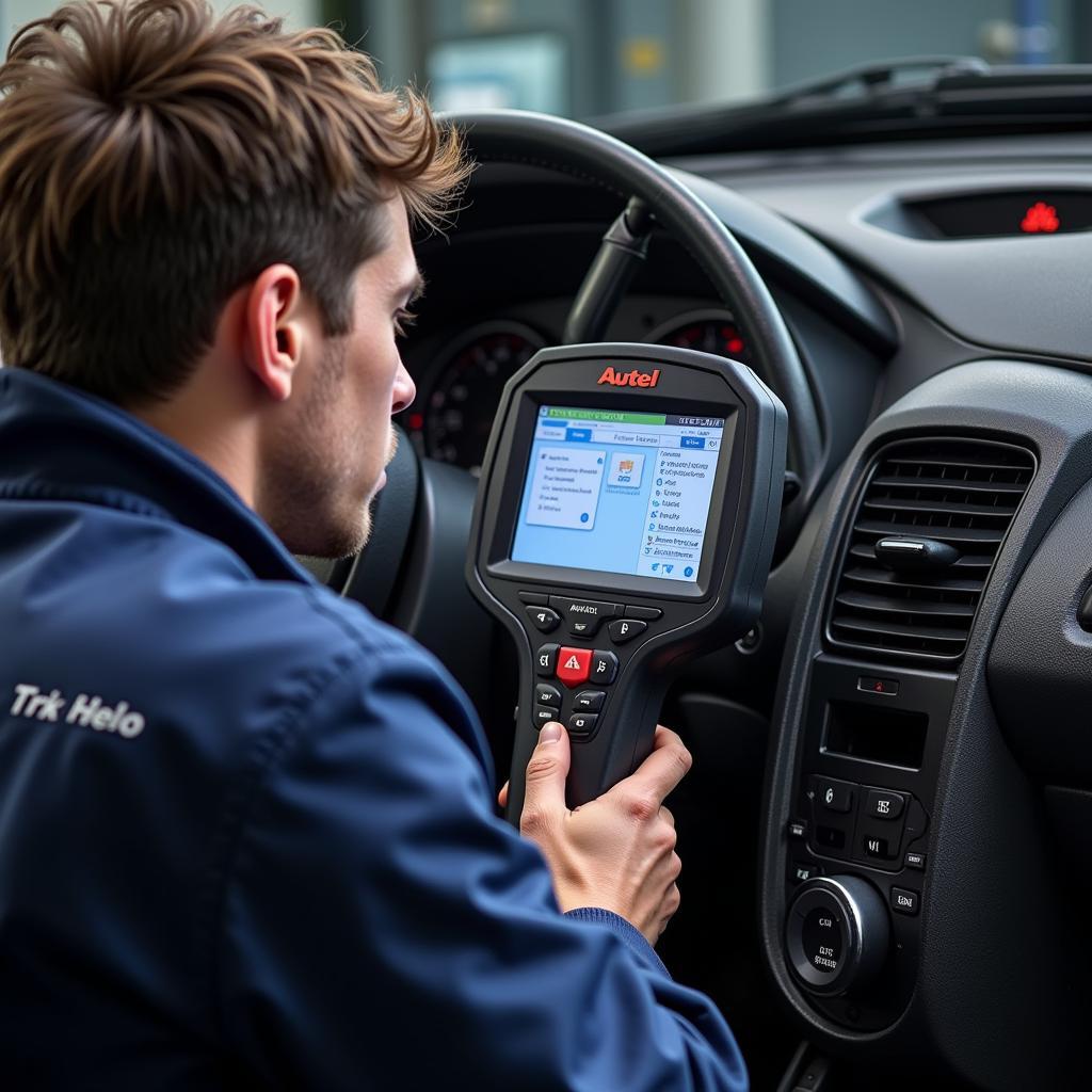 Mechanic Using Autel Scanner