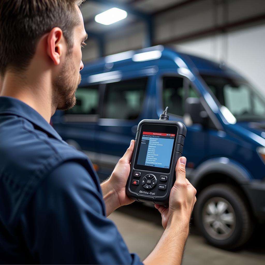 Mechanic Using Autel to Diagnose Sprinter ABS