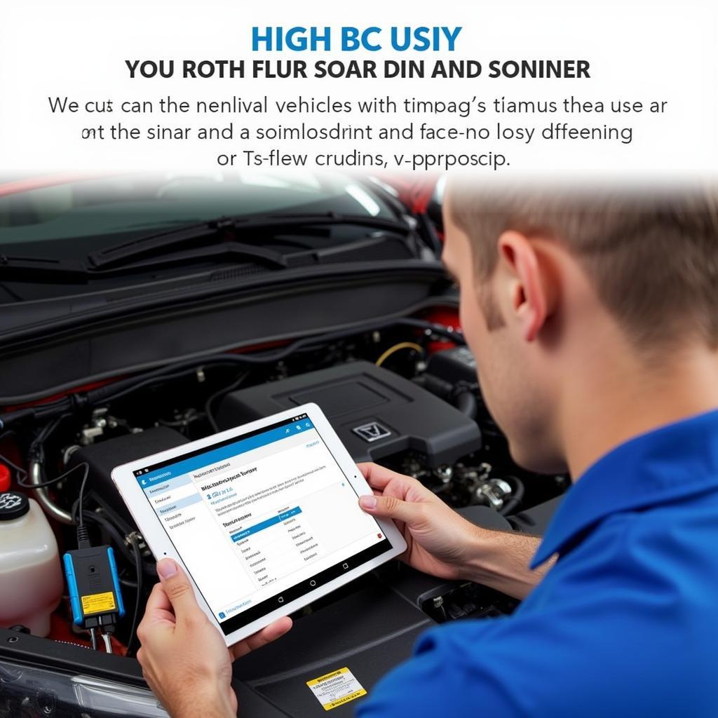 Mechanic Using Bluedriver Bluetooth Pro on a Car