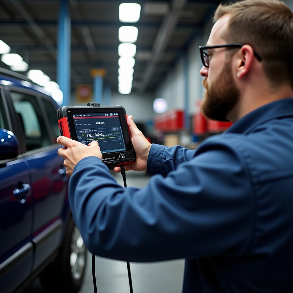 Mechanic Using Bosch 1350 in Workshop