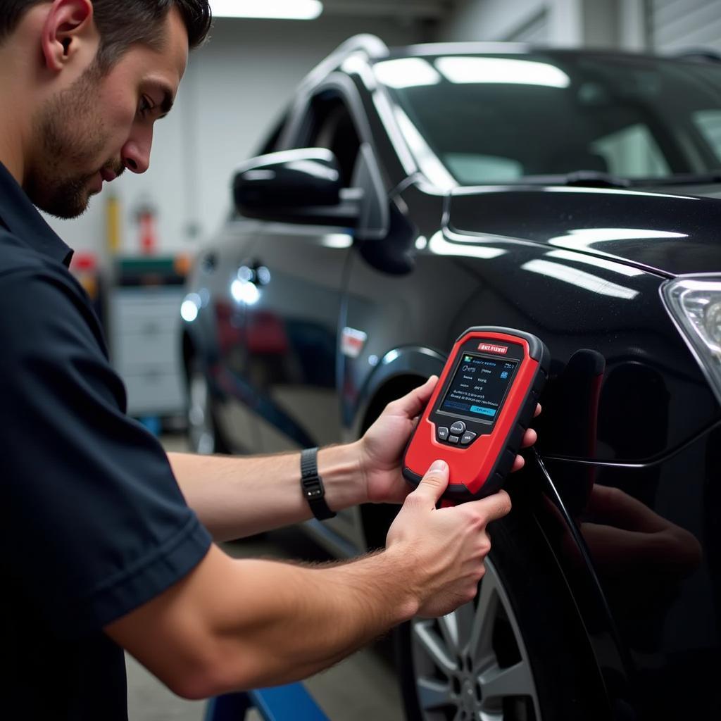 Mechanic Using Craftsman ABS Scan Tool on a Car