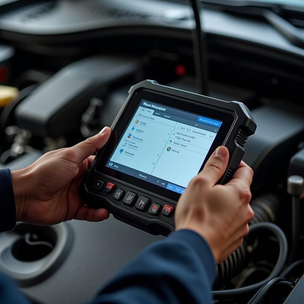 Mechanic Using a Dealer Scanner