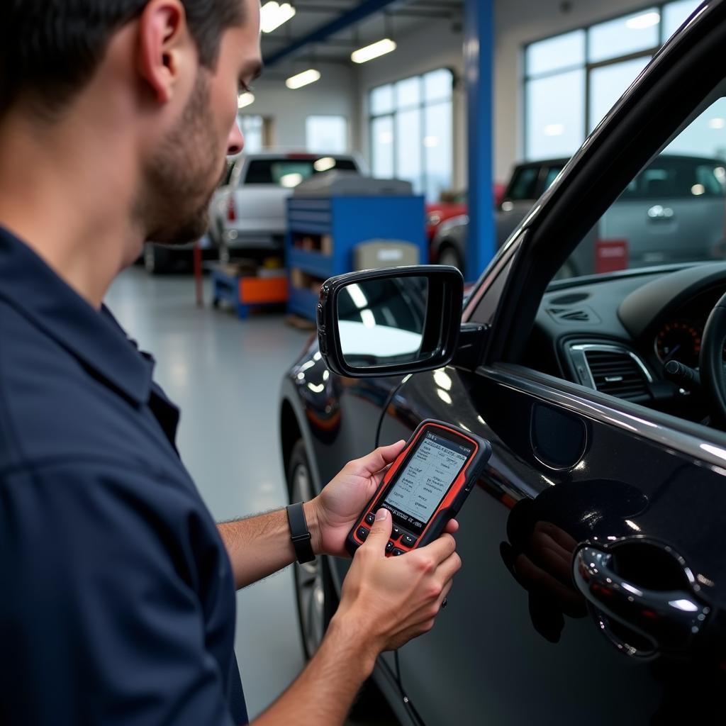 Mechanic Using a Dealer Scanner