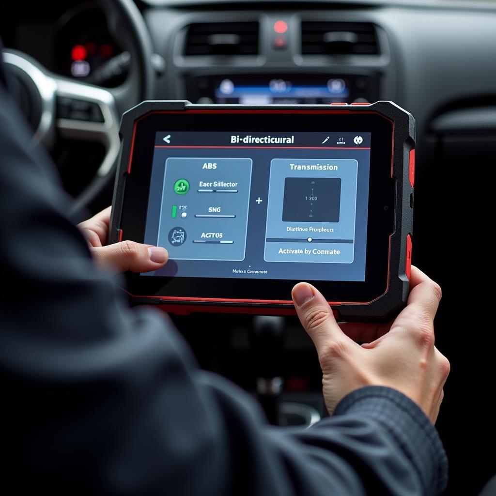 Mechanic Using Dealer Scanner for Bi-Directional Control