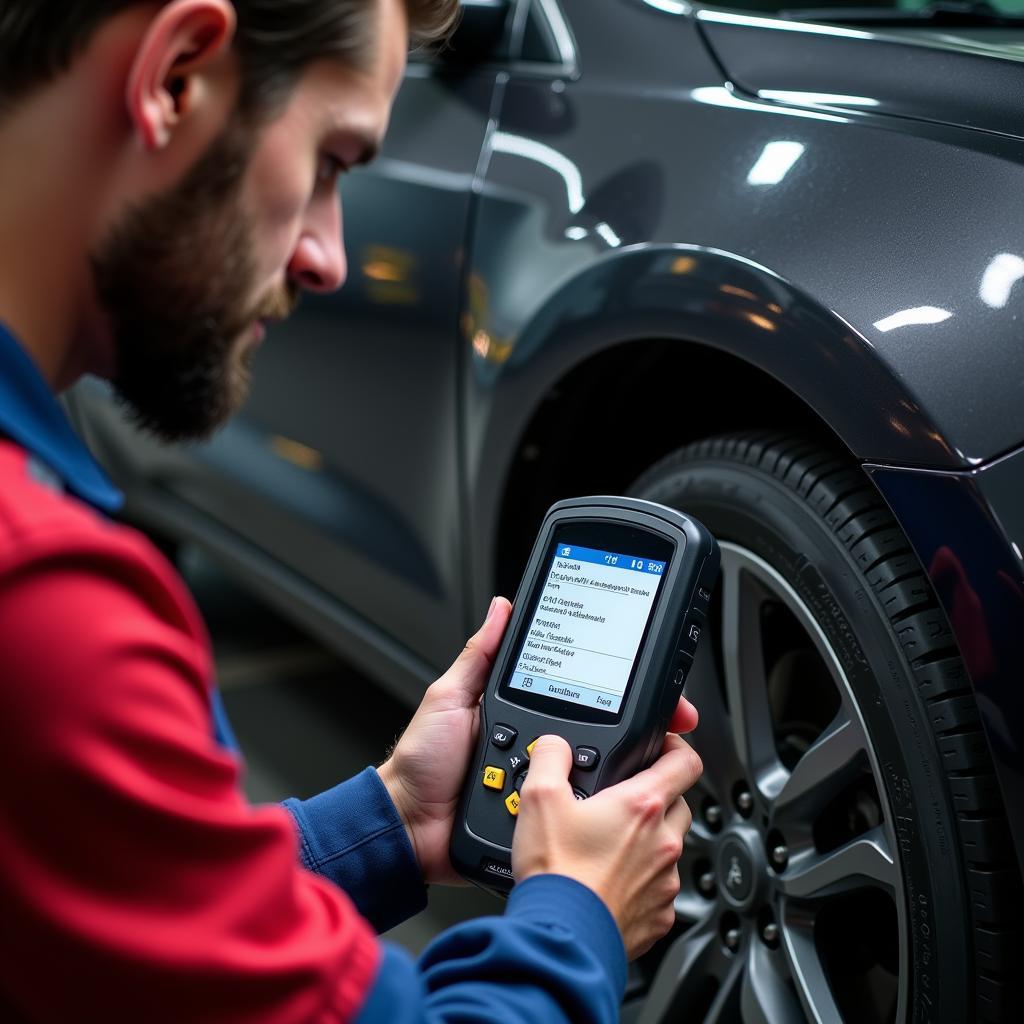 Mechanic Using an OBD Scanner