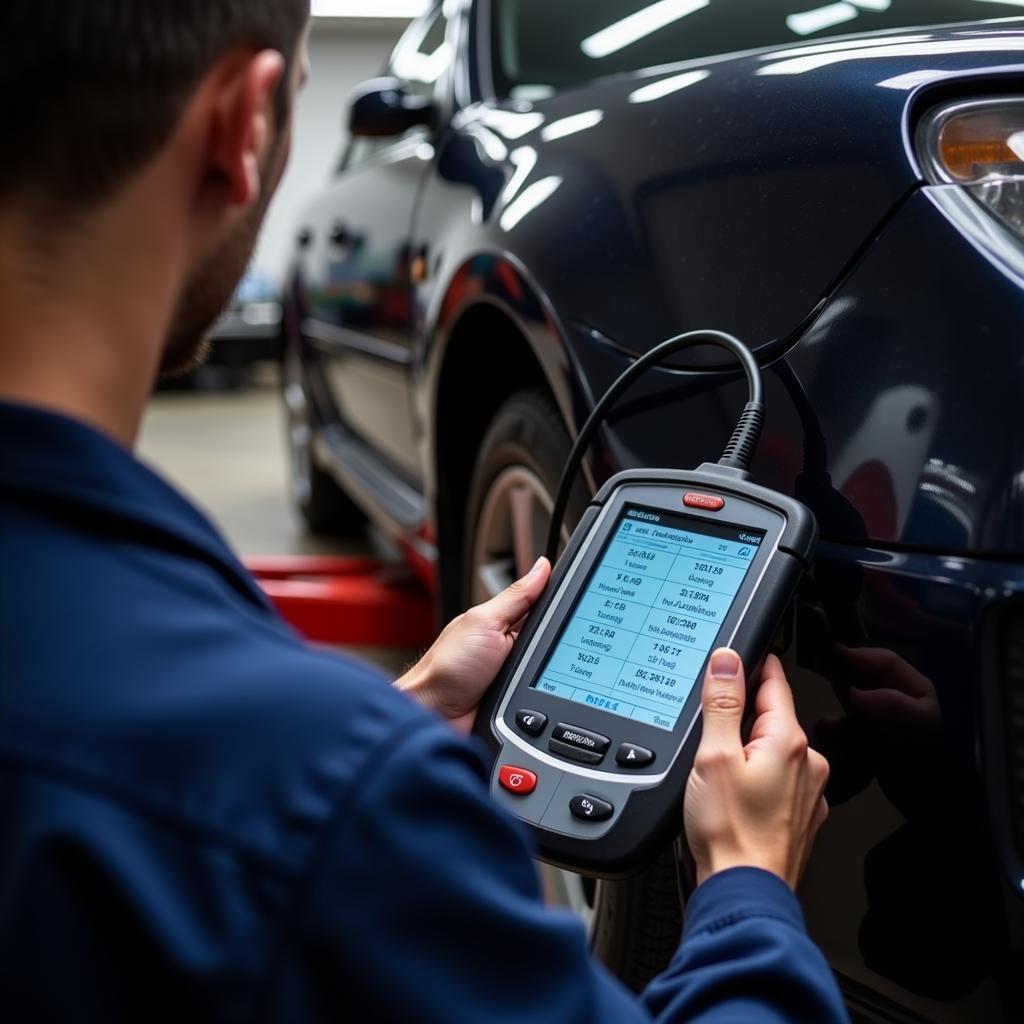 Mechanic Using an OBD2 Scan Tool