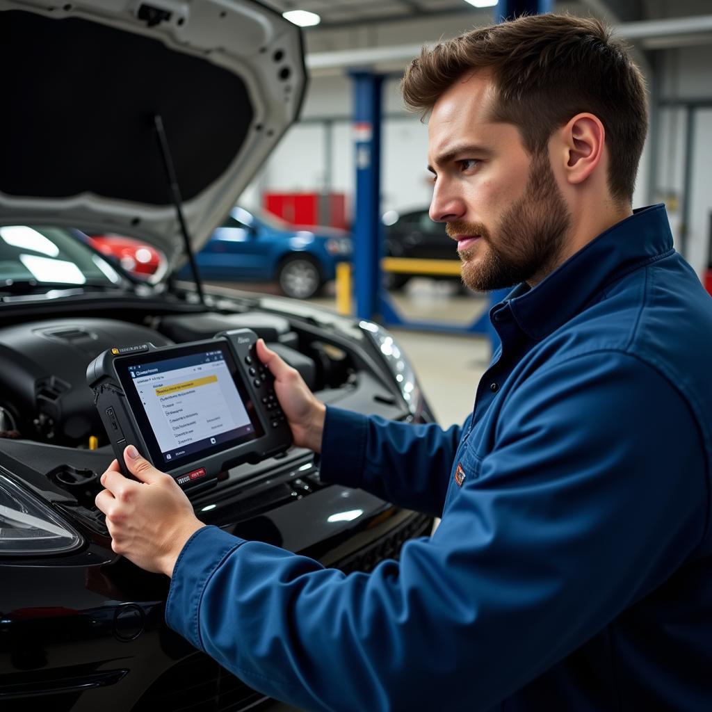 Mechanic Using Professional Scan Tool