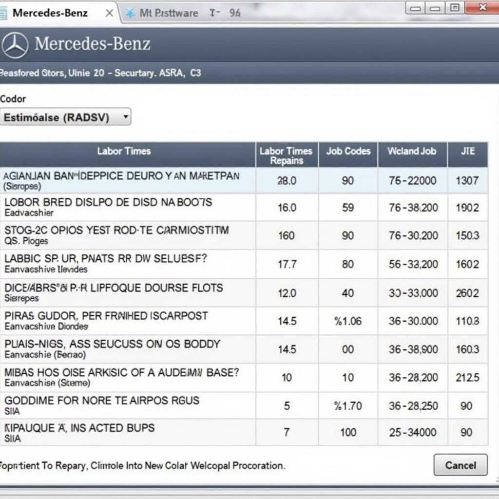 Mercedes-Benz ASRA Labor Times Screenshot