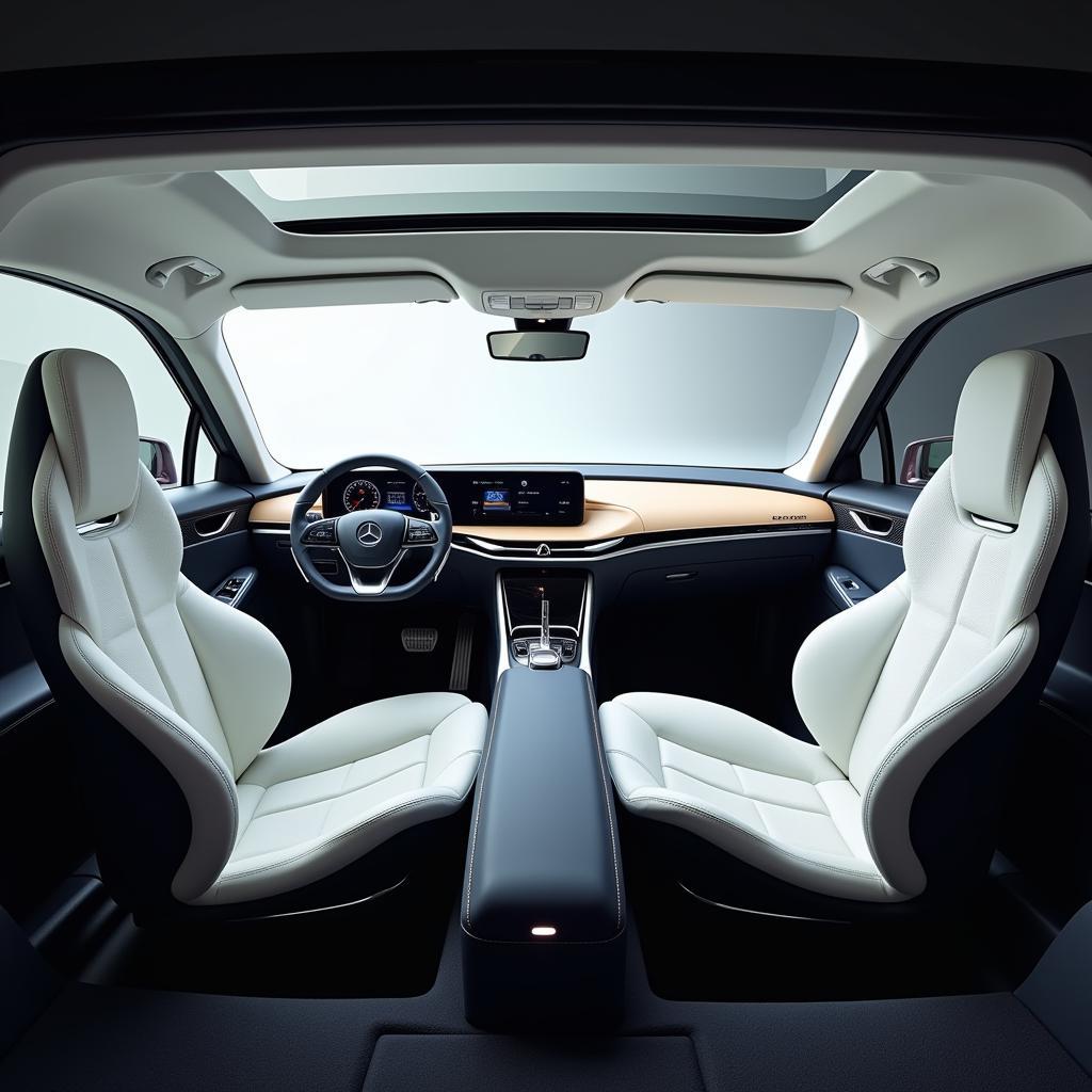 Mercedes-Benz F 015 Luxury in Motion concept car highlighting its spacious interior and rotating seats.