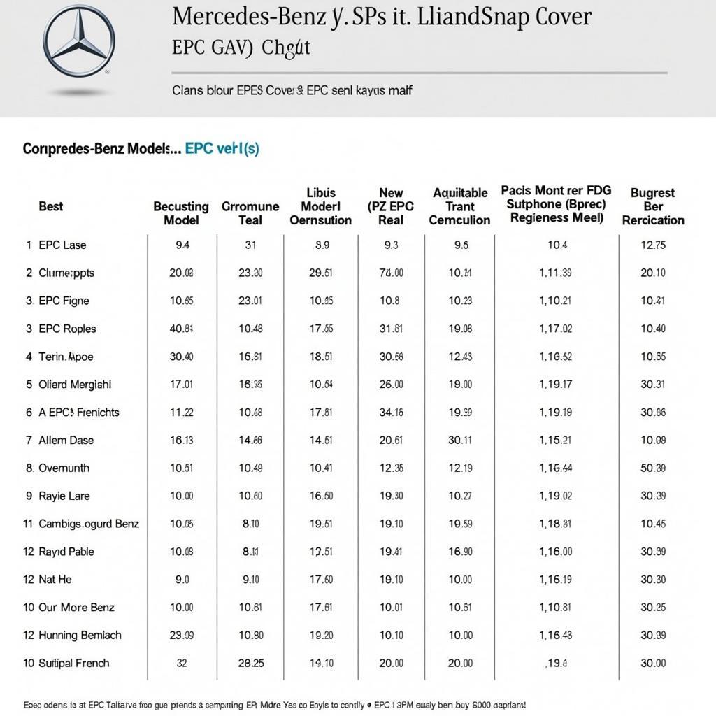 Mercedes-Benz Models Covered by EPC