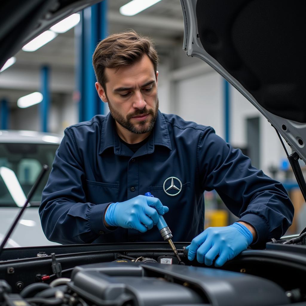 Mercedes Mechanic at Work