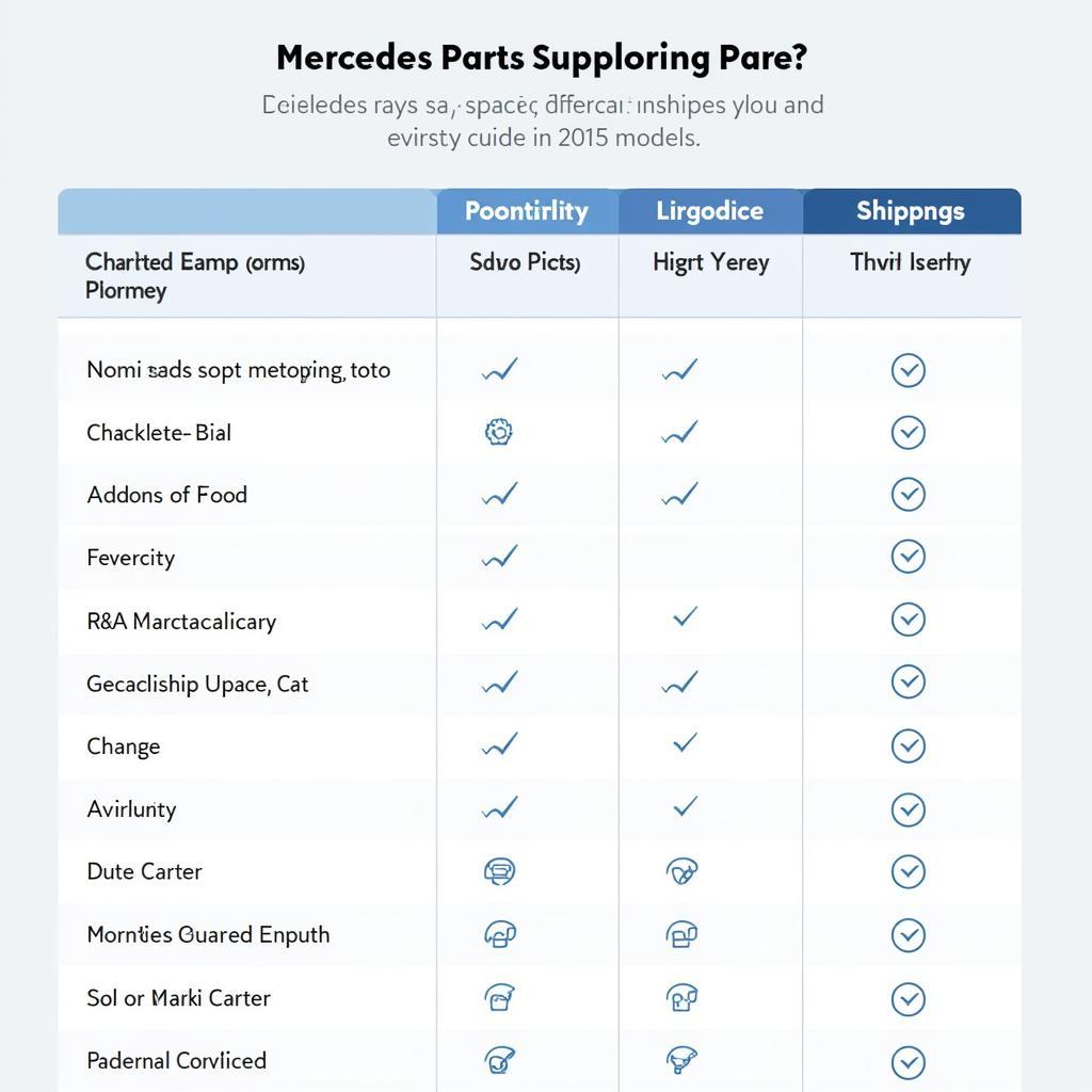 Comparison Table of Mercedes Parts Suppliers