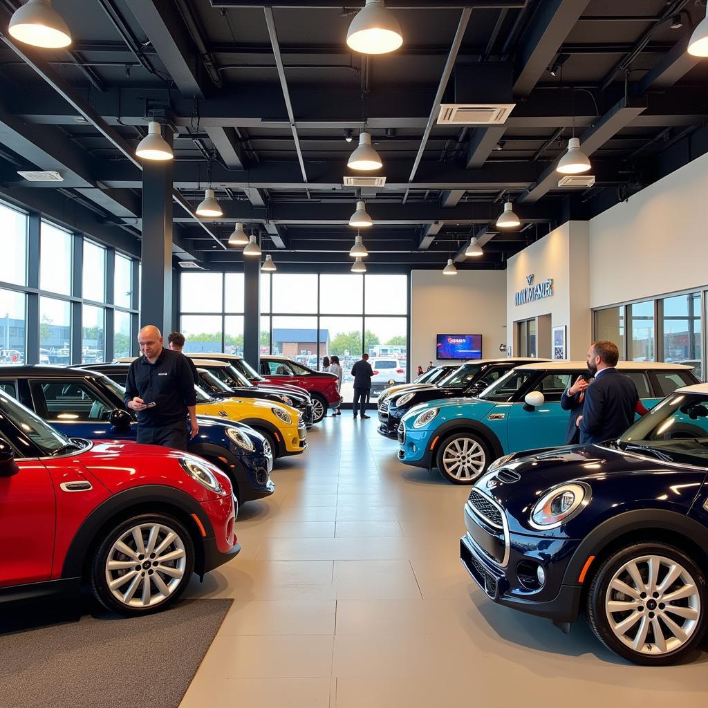 Exploring the Showroom at a Mini Cooper Dealership