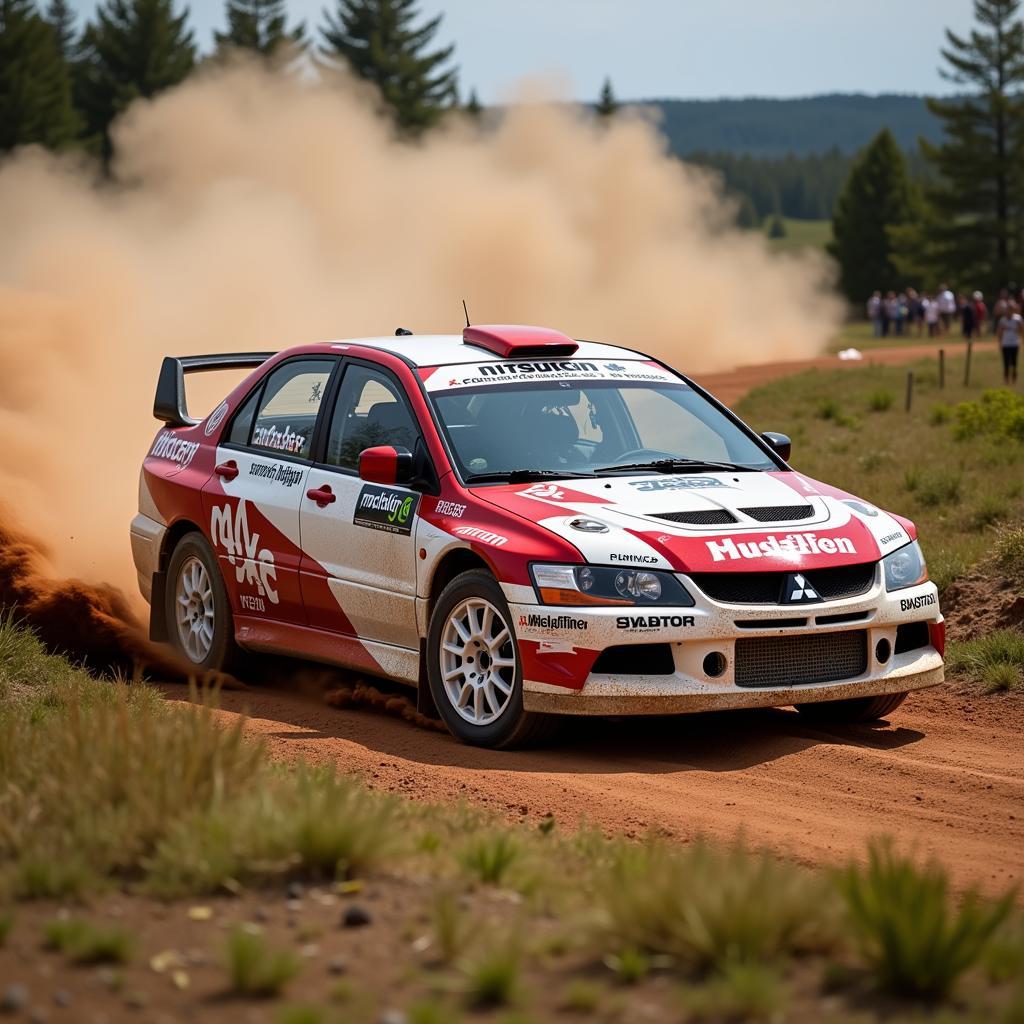 Mitsubishi Evolution Rally Car in Action