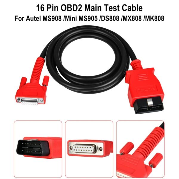 MK808 Main Test Cable OBDII 16 Pin Diagnostic Test Cable For Autel MS908/DS808