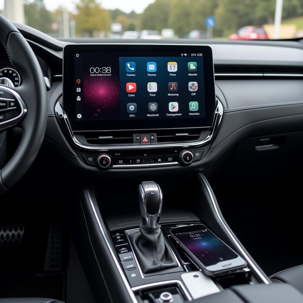 Modern Car Console with Touchscreen and Controls