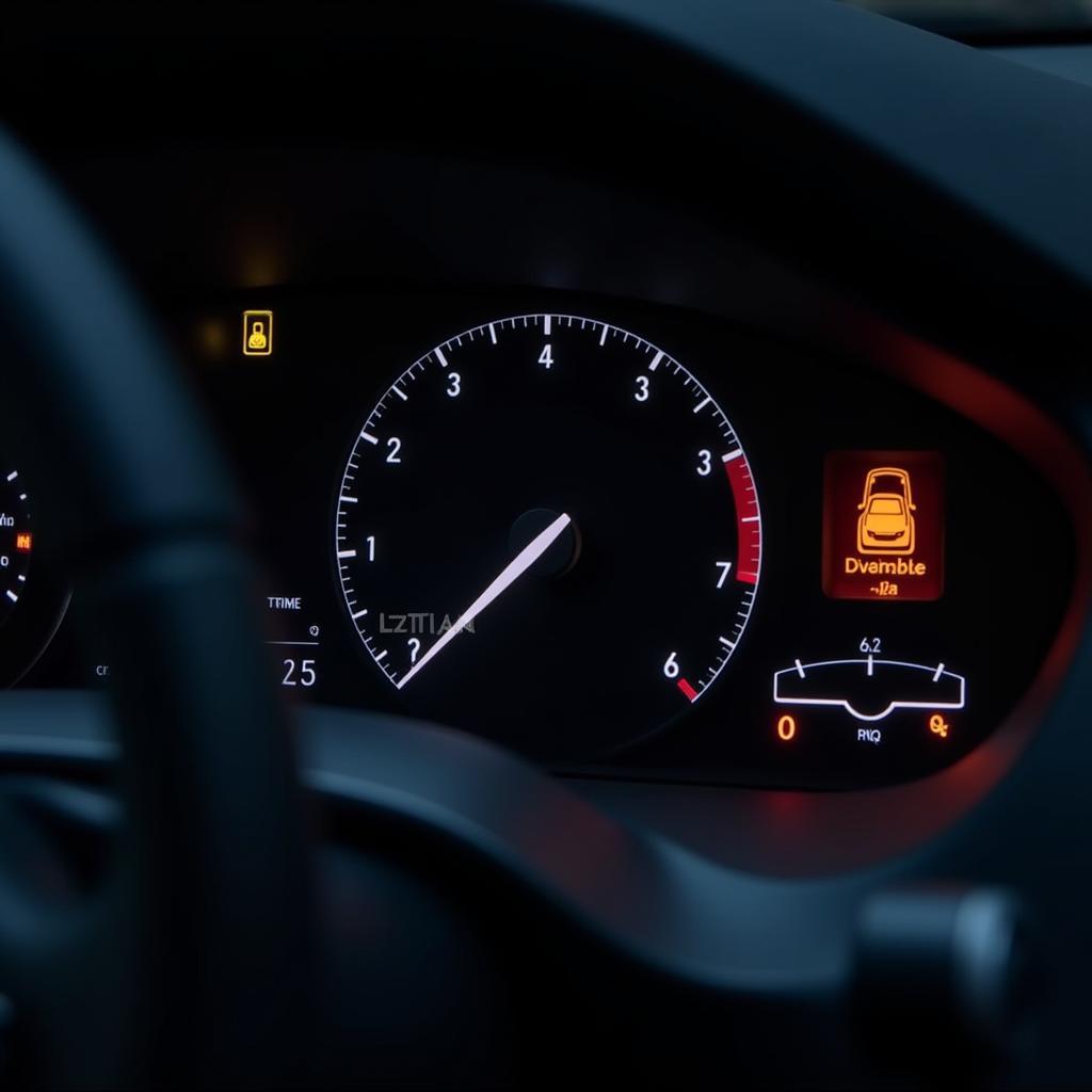 Modern Car Dashboard Displaying Warning Light