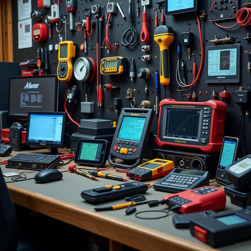 Modern Car Diagnostic Tools and Equipment in a Workshop