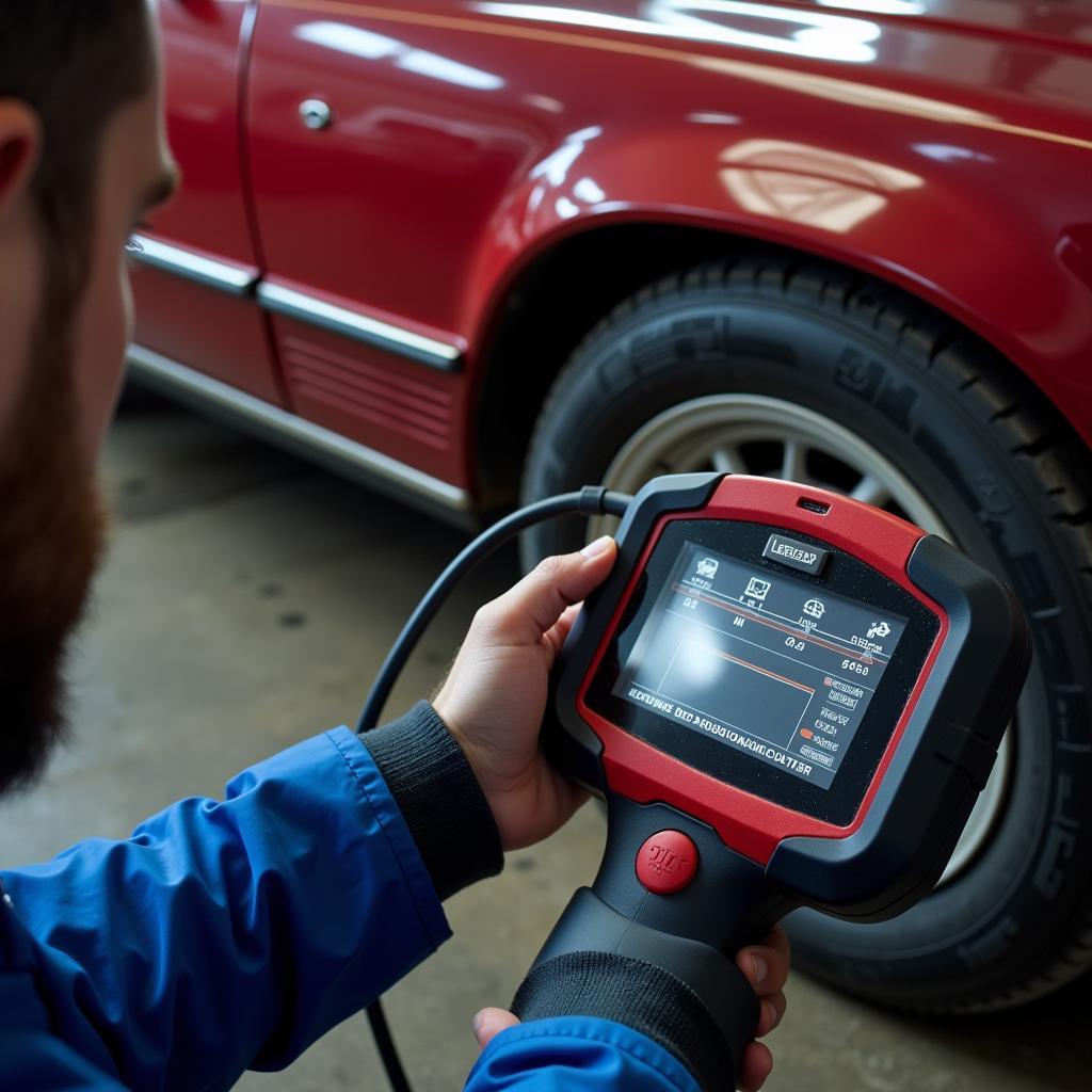 Modern Dealer Scanner Diagnosing Classic Car