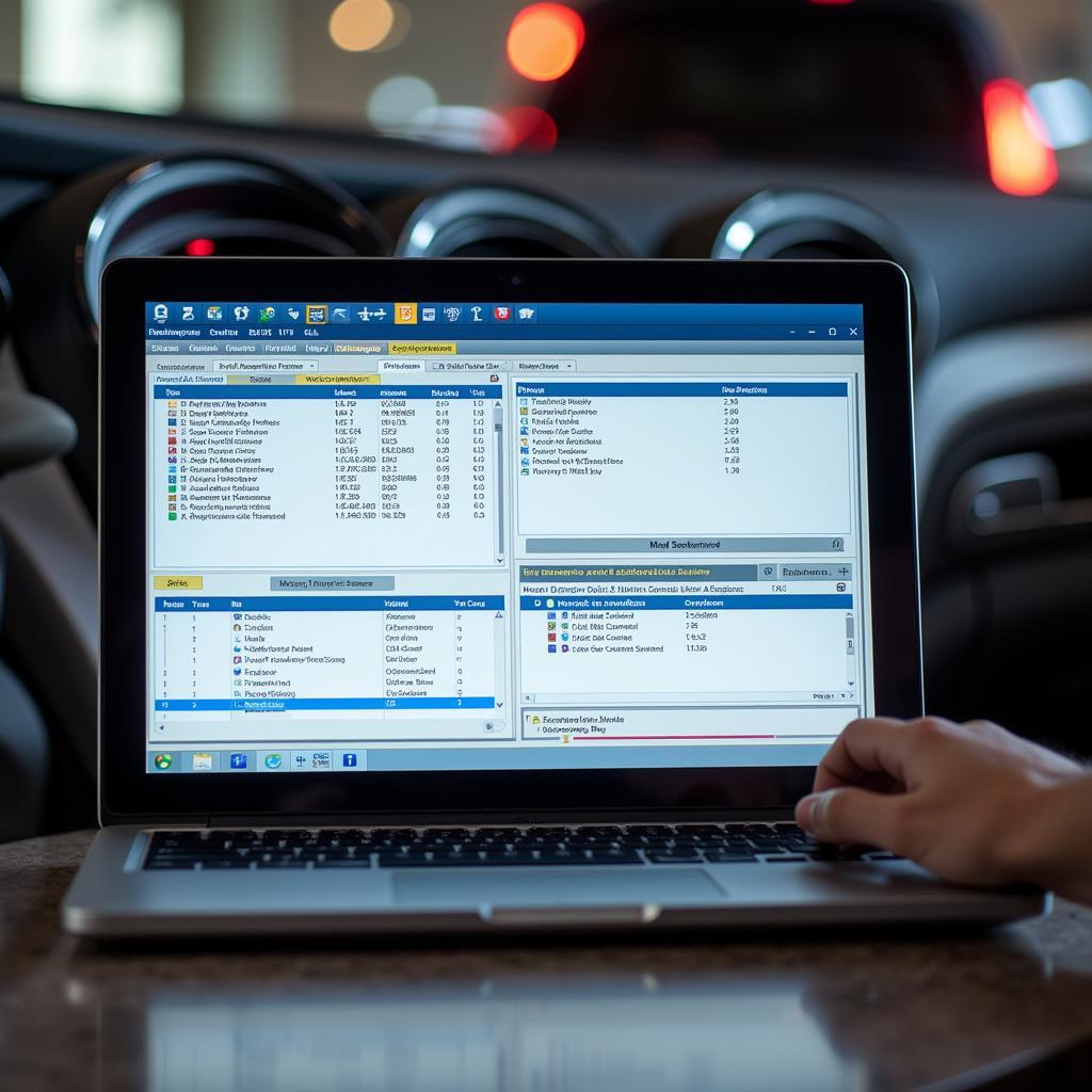 Modern vehicle diagnostic software on a computer screen