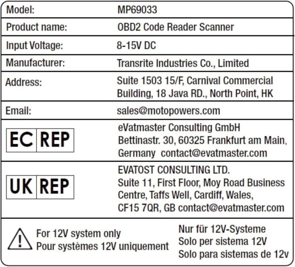 MOTOPOWER MP69033 Car OBD2 Scanner Code Reader Engine Fault Scanner CAN Diagnost - Image 4